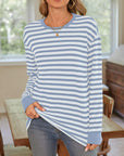 Lovelet Striped Round Neck Long Sleeve T-Shirt