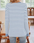 Lovelet Striped Round Neck Long Sleeve T-Shirt