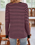 Lovelet Striped Round Neck Long Sleeve T-Shirt