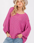 SAGE + FIG Distressed Asymmetrical Open Stitch Sweater