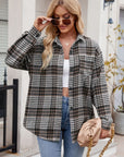 Mandy Pocketed Plaid Collared Neck Long Sleeve Shirt