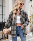 Mandy Pocketed Plaid Collared Neck Long Sleeve Shirt