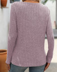 Mandy Ribbed V-Neck Long Sleeve T-Shirt