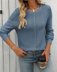 Mandy Round Neck Dropped Shoulder Knit Top