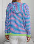 Mandy Striped Long Sleeve Hooded Knit Top