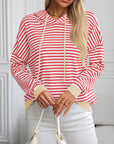 Mandy Striped Long Sleeve Hooded Knit Top