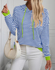 Mandy Striped Long Sleeve Hooded Knit Top