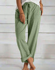 Tied Wide Leg Pants with Pockets