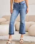 Gray Judy Blue Full Size Release Hem Cropped Bootcut Jeans