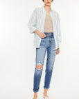 Kancan High Rise Distressed Mom Jeans