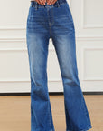 Dark Slate Blue Elastic Waist Bootcut Jeans with Pockets