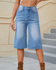 High Waist Denim Shorts with Pockets