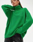 Turtle Neck Dropped Shoulder Sweater