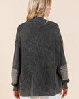 Mittoshop Contrast Patch Open Front Mineral Wash Cardigan