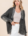 Mittoshop Contrast Patch Open Front Mineral Wash Cardigan