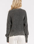 Mittoshop Distressed Hem Round Neck Dropped Shoulder Sweater