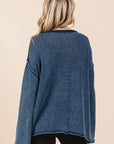 Mittoshop Mineral Wash Patch Pocket Cut Edge Sweater