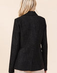 Mittoshop Plaid Texture Double-Breasted Long Sleeve Blazer