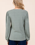 Mittoshop Round Neck Long Sleeve Rib Knit Top