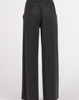 Mittoshop Stretch Banded Waist Wide Leg Pants with Pockets