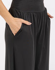 Mittoshop Stretch Banded Waist Wide Leg Pants with Pockets