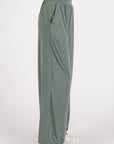 Mittoshop Stretch Banded Waist Wide Leg Pants with Pockets