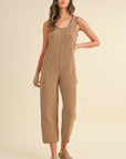 MABLE Sleeveless Knit Crop Jumpsuit with Pockets