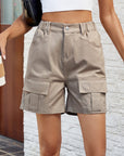 Pocketed High Waist Denim Shorts