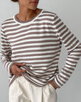 Striped Round Neck Long Sleeve Sweater