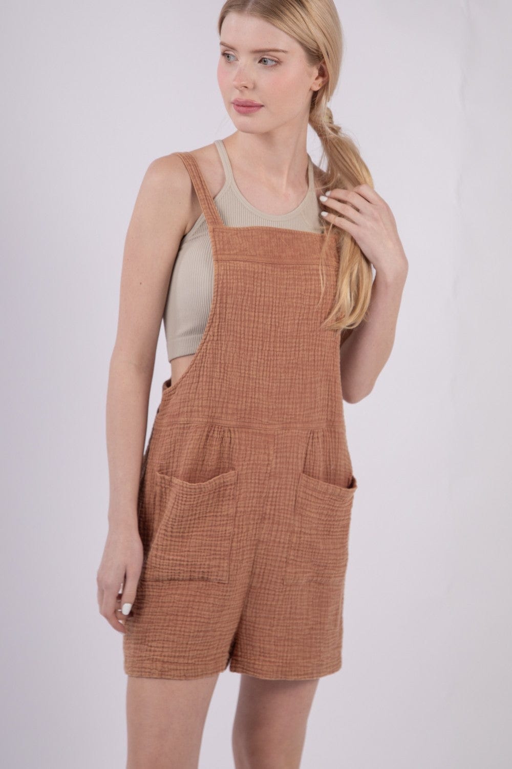 Sienna VERY J Sleeveless Double Gauze Overalls with Pockets