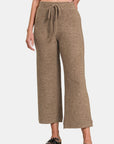 Zenana Drawstring Hacci Cropped Pants