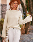 Mock Neck Drop Shoulder Sweater