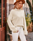 Mock Neck Drop Shoulder Sweater