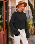 Mock Neck Drop Shoulder Sweater