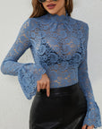 Mock Neck Long Sleeve Lace Top