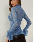 Mock Neck Long Sleeve Lace Top