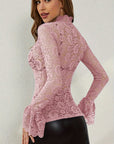 Mock Neck Long Sleeve Lace Top