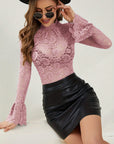 Mock Neck Long Sleeve Lace Top