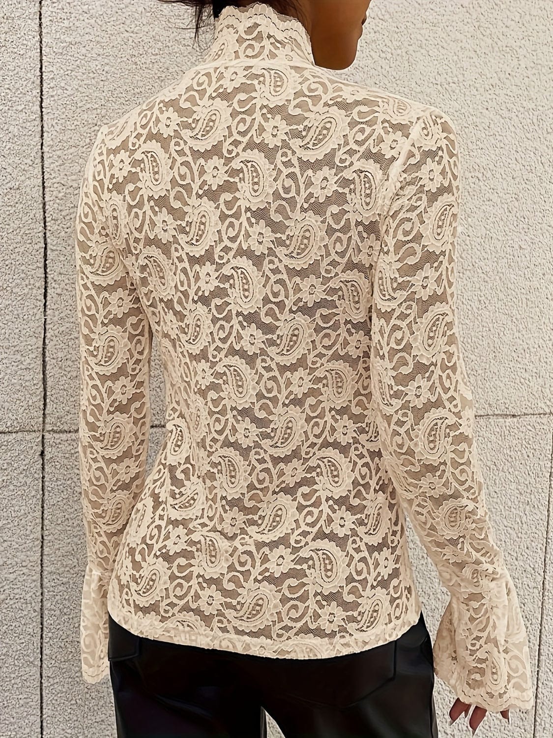 Mock Neck Long Sleeve Lace Top