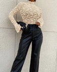 Mock Neck Long Sleeve Lace Top