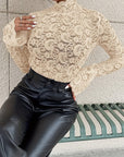 Mock Neck Long Sleeve Lace Top