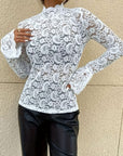 Mock Neck Long Sleeve Lace Top