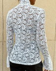 Mock Neck Long Sleeve Lace Top