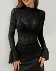 Mock Neck Long Sleeve Lace Top