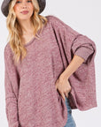 SAGE + FIG Round Neck Batwing Sleeve Oversize Top