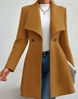 Collared Neck Button Up Long Sleeve Coat