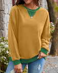 Lovelet Contrast Round Neck Long Sleeve Sweatshirt