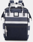 Himawari Striped Waterproof Nylon Backpack Bag with Side Pockets