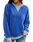 Lovelet Contrast Round Neck Long Sleeve Sweatshirt