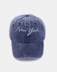 Zenana Washed Embroidered City Baseball Cap